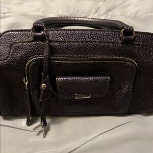 Tod's Black Metallic Pebbled Leather Satchel